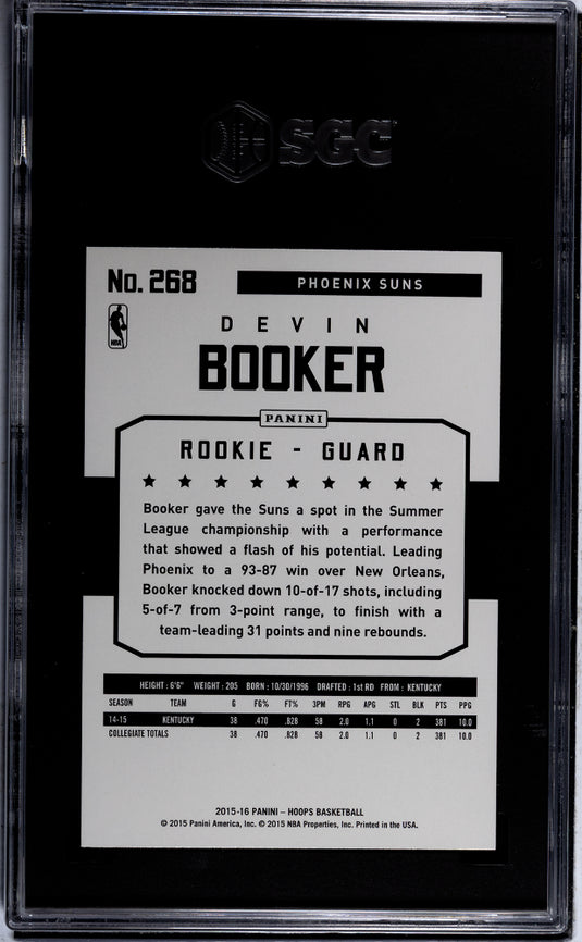 2015 Panini Hoops Devin Booker #268 SGC 10