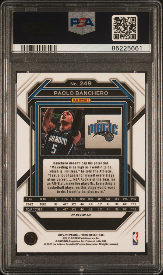 2022 Panini Prizm Paolo Banchero #249 Pulsar PSA 9