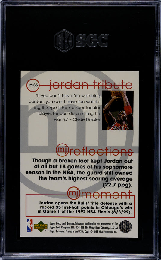 1997 Upper Deck MJ Tribute Michael Jordan #MJ65 Reflections SGC 9