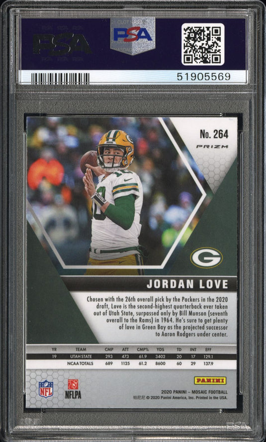 2020 Panini Mosaic Jordan Love #264 Green PSA 9