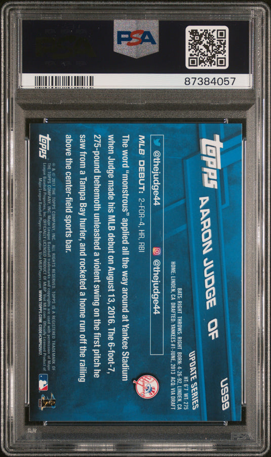 2017 Topps Update Aaron Judge #US99 Rookie Debut PSA 7