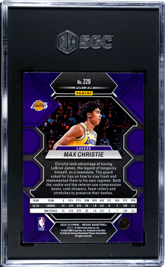 2022 Panini Mosaic Max Christie #229 Genesis Prizm SGC 9