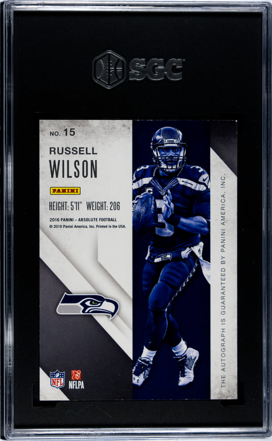 2016 Panini Absolute Russell Wilson #15 Iconic Ink /5 SGC 8 Auto 10