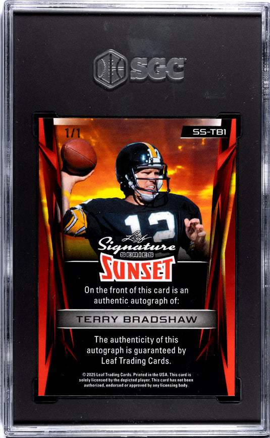 2025 Leaf Signature Terry Bradshaw #SS-TB1 Sunset Autograph Crystal  SGC 9