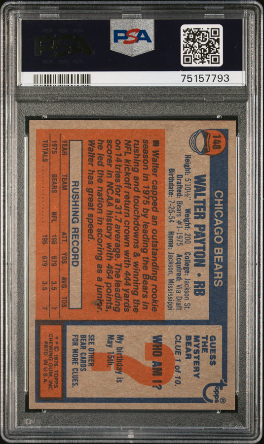 1976 Topps Walter Payton #148 Oc PSA 8