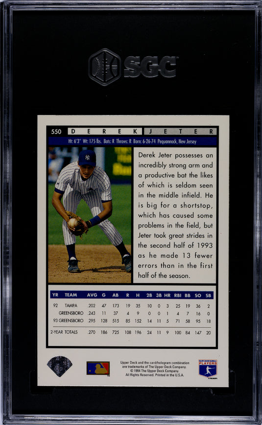 1994 Upper Deck Derek Jeter #550 Top Prospects SGC 9