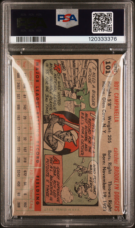 1956 Topps Roy Campanella #101 Gray Back PSA 6
