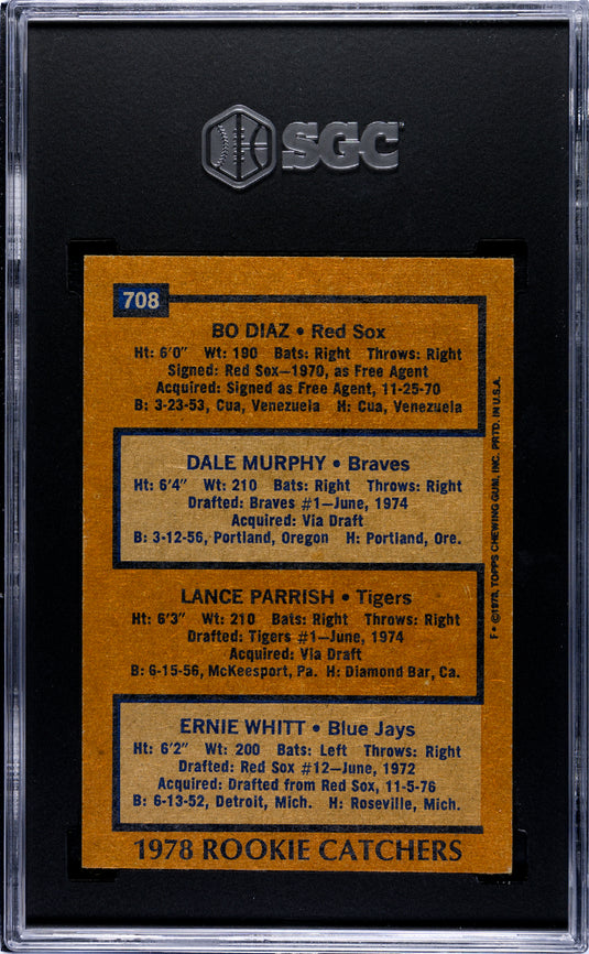 1978 Topps Dale Murphy #708 SGC 6