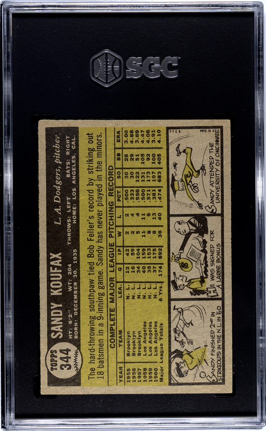 1961 Topps Sandy Koufax #344 SGC 6