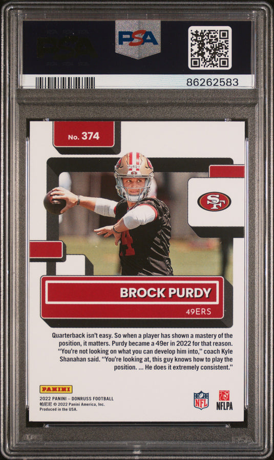 2022 Panini Donruss Brock Purdy #374 PSA 9