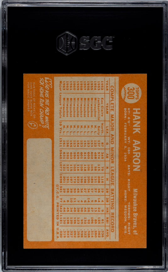 1964 Topps Hank Aaron #300 SGC 7