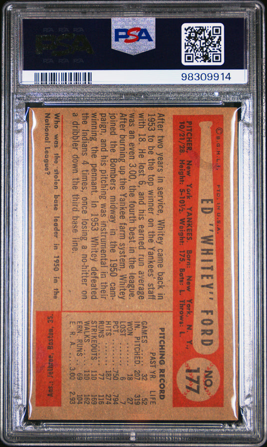 1954 Bowman Whitey Ford #177 PSA 2