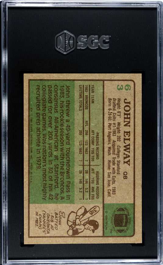 1984 Topps John Elway #63 SGC 6