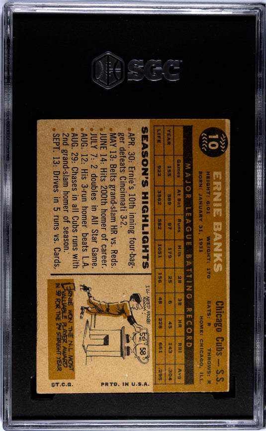 1960 Topps Ernie Banks #10 SGC 2