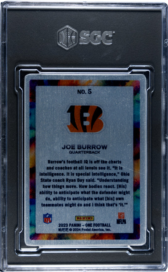 2023 Panini One Joe Burrow #5 Color Blast SGC 8