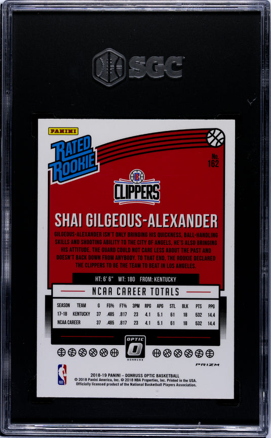 2018 Donruss Optic Shai Gilgeous-Alexander #162 Shock Prizm SGC 8
