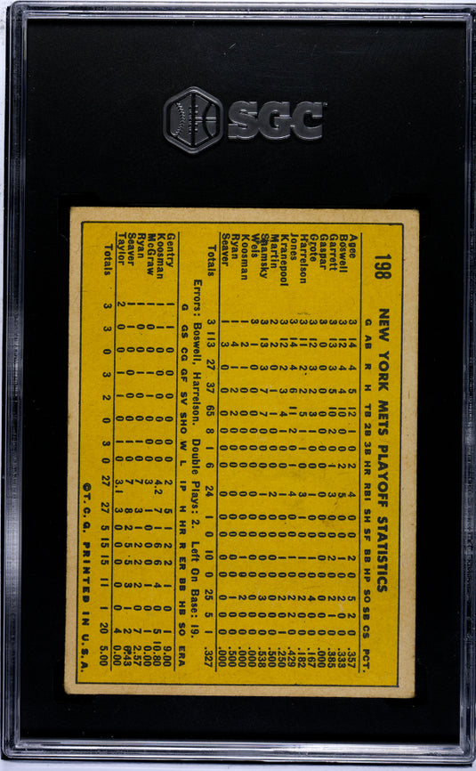 1970 Topps N. L. Playoffs Summary #198 SGC 3