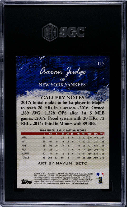 2017 Topps Gallery Aaron Judge #117 SGC 10