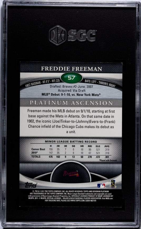 2011 Bowman Platinum Freddie Freeman #57 SGC 8.5