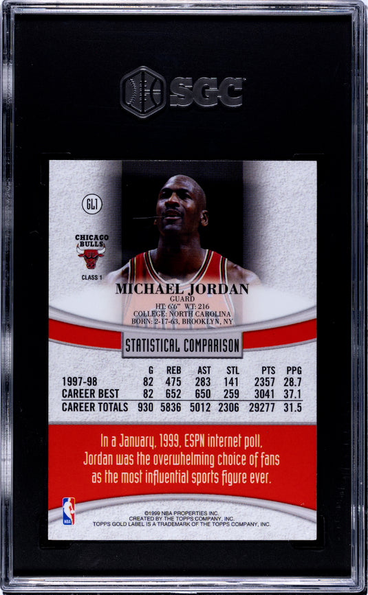 1998 Topps Gold Label Michael Jordan #GL1 SGC 9