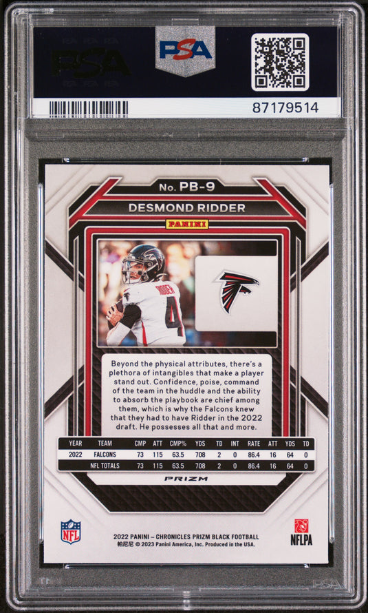 2022 Panini Chronicles Prizm Black Desmond Ridder