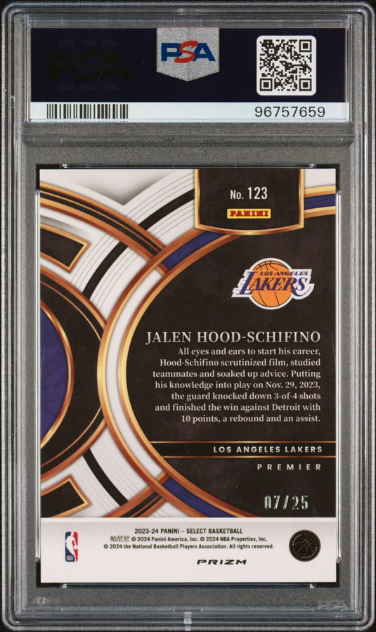 2023 Panini Select Jalen Hood-Schifino #123 Blue Disco PSA 10