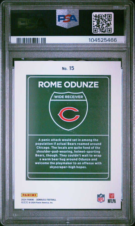 2024 Panini Donruss Downtown! Rome Odunze #15 PSA 9