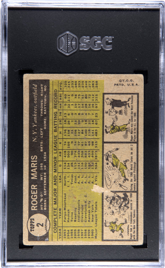1961 Topps Roger Maris #2 SGC 1