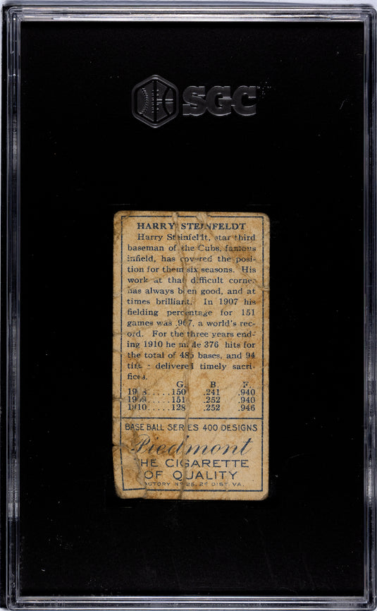 1911 Piedmont Cigarettes (T205) Harry Steinfeldt SGC 1