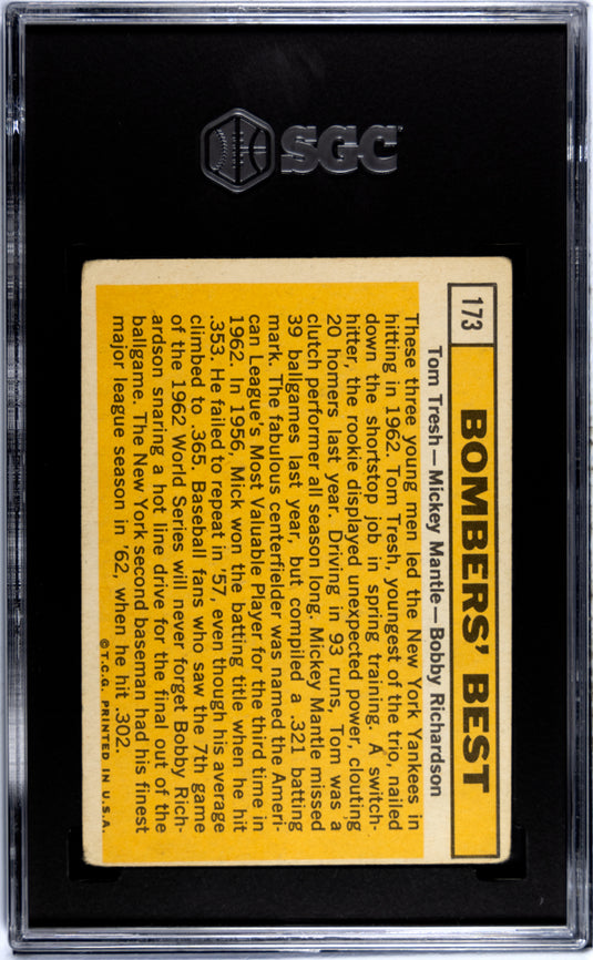 1963 Topps Bombers' Best #173 SGC 2