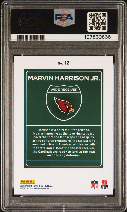 2024 Panini Donruss Downtown! Marvin Harrison JR. #12 PSA 9