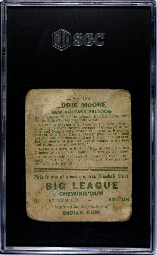 1933 Goudey Eddie Moore #180 SGC 1