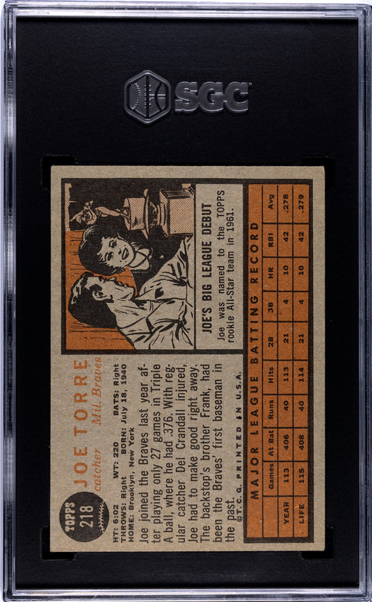 1962 Topps Joe Torre #218 SGC 4.5