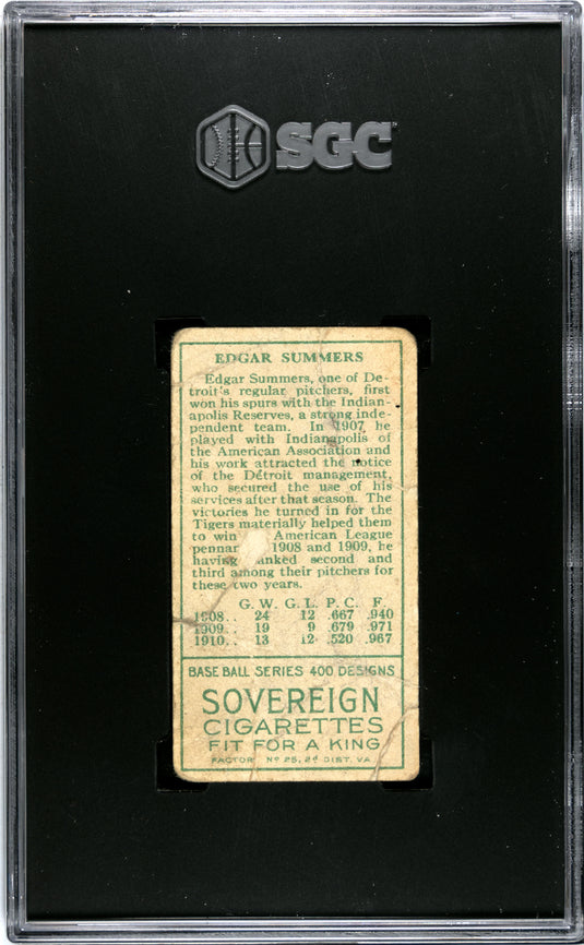 1911 Sovereign Cigarettes (T205) Edgar Summers SGC 1