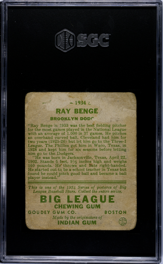 1934 Goudey Ray Benge #24 SGC 1