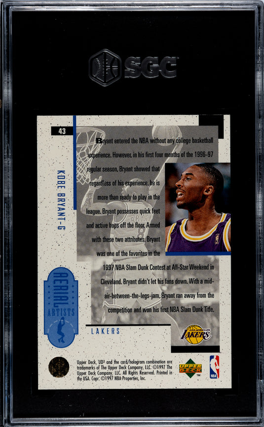1996 Upper Deck UD3 Kobe Bryant #43 Aerial Artists SGC 8