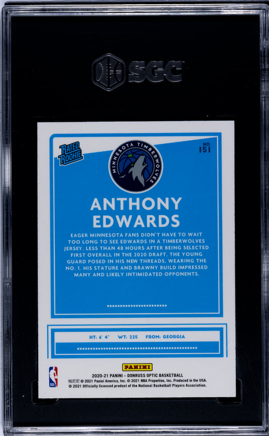 2020 Donruss Optic Anthony Edwards #151 SGC 9.5