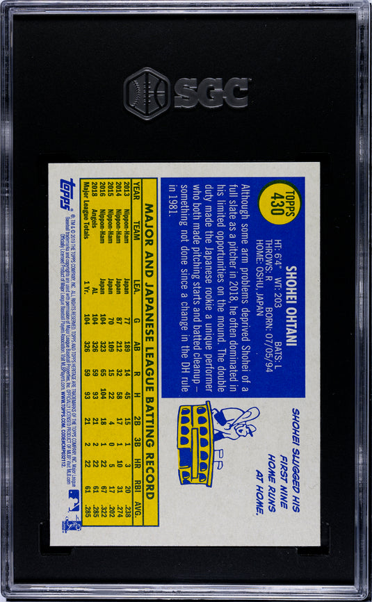 2019 Topps Heritage Shohei Ohtani #430 SGC 10