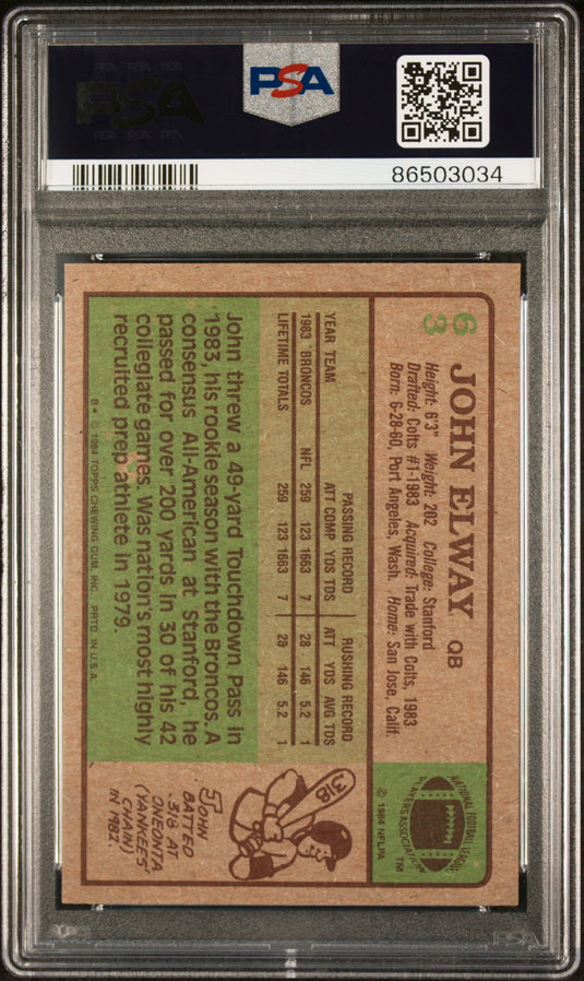 1984 Topps John Elway #63 PSA 8.5