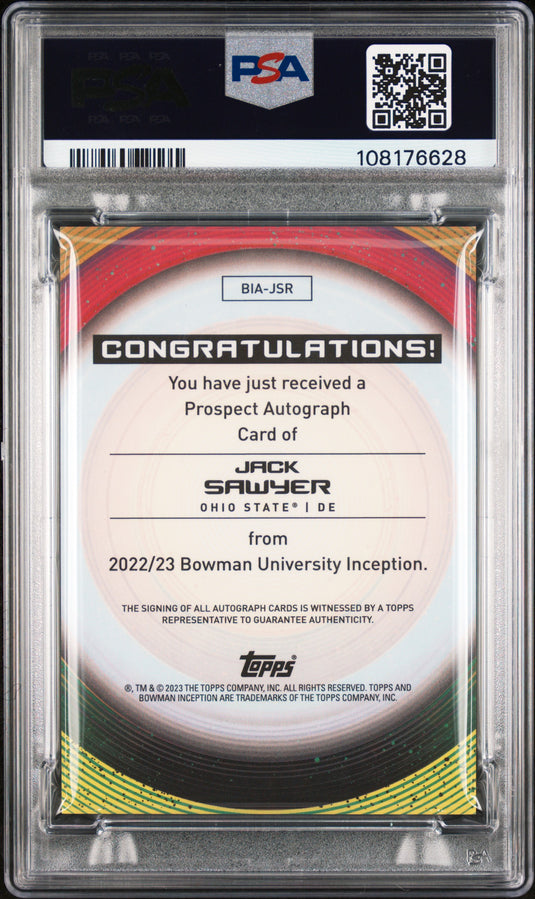 2022 Bowman U Inception Autographs Jack Sawyer