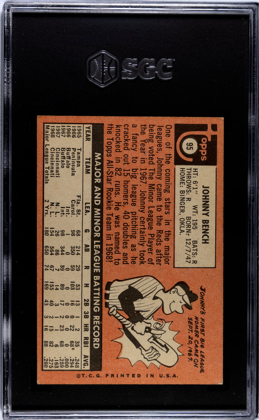 1969 Topps Johnny Bench #95 SGC 4