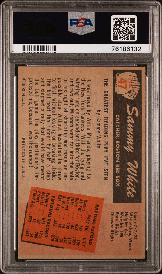 1955 Bowman Sammy White #47 PSA 4