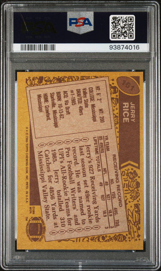 1986 Topps Jerry Rice #161 PSA 6