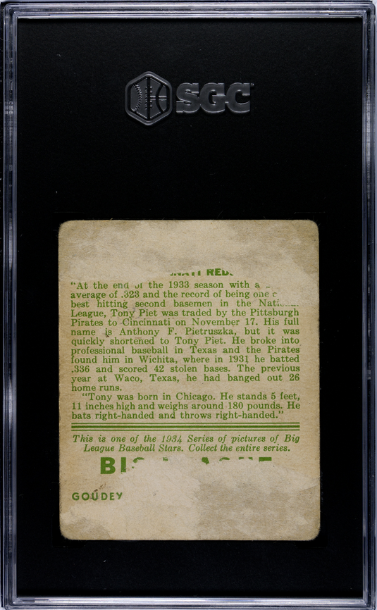 1934 Goudey Tony Piet #8 SGC A