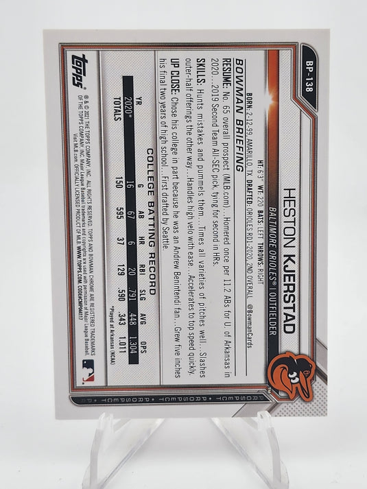2021 Bowman Prospect Heston Kjerstad #BP-138 /299