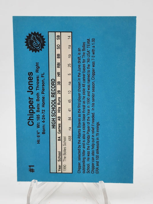 1990 Classic Draft Picks Chipper Jones #1