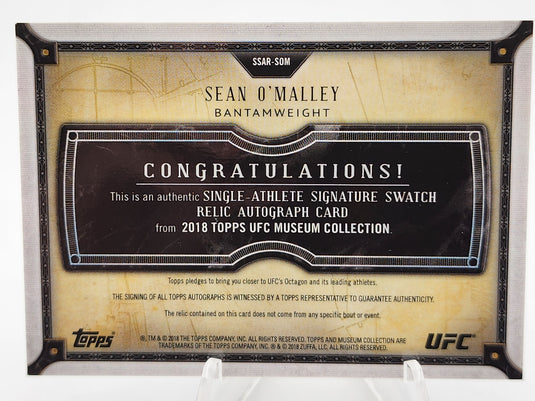 2018 Topps Museum Collection Sean O'Malley #SSAR-SOM /25 Relic Signature