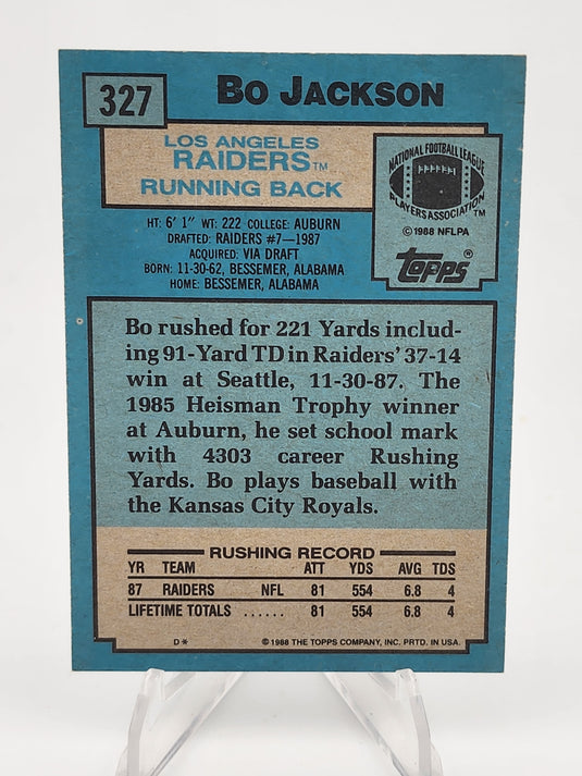 1988 Topps Super Rookie Bo Jackson #327
