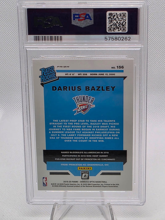 2019 Panini Donruss Optic Darius Bazley #156 Fanatics PSA 10