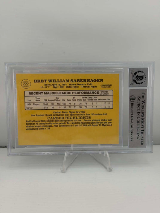 1985 Donruss Bret Saberhagen #222 Rookie BGS Authentic Auto